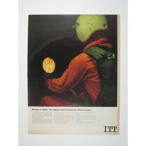 Vintage 1960s ITT Print Ad Fighter Pilot Radar Display